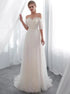 Ivory Off The Shoulder Tulle Half Sleeves Prom Dress LBQ3026